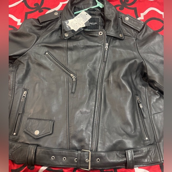 Nasty Gal Black Leather Outerwear - Picture 2 of 7
